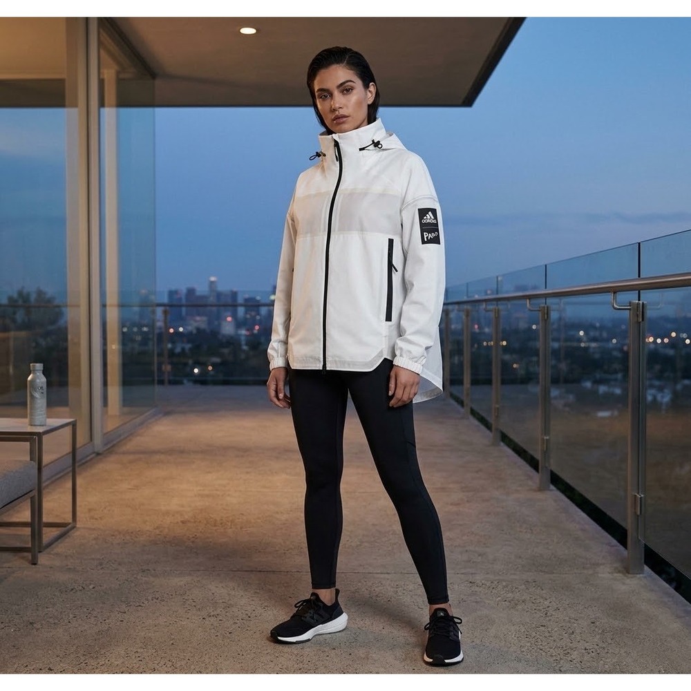 Adidas Parley MYSHELTER RAIN.RDY Jacket White Womens Large Windbreaker Gorpcore